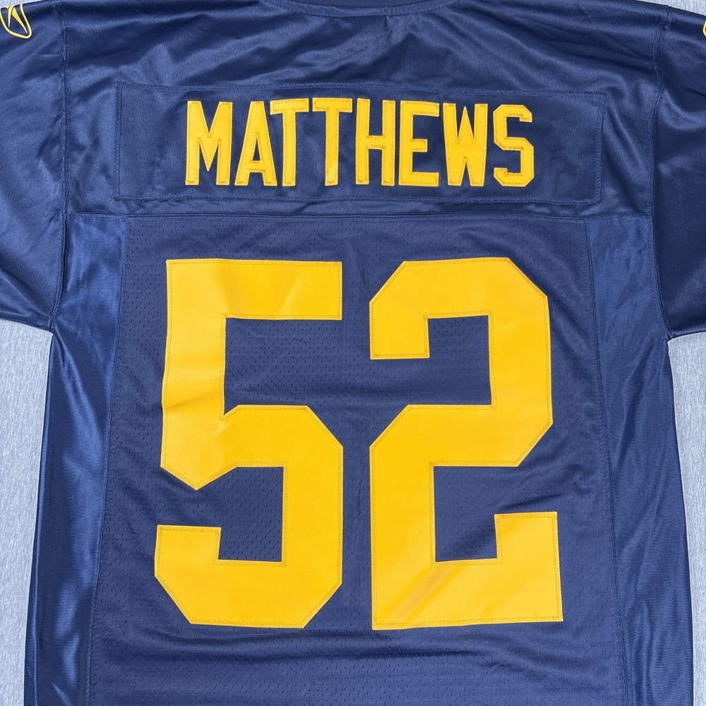 Clay Matthews 52 Green Bay Packers NFL Reebok Jersey Retro‎ Acme Blue Size Small - Picture 12 of 16